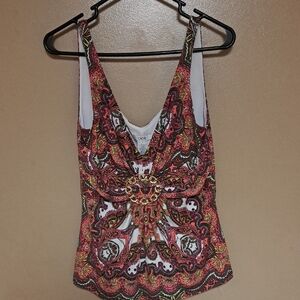 Cato Multicolor Paisley Camisole with Jewel Detail